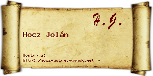 Hocz Jolán névjegykártya